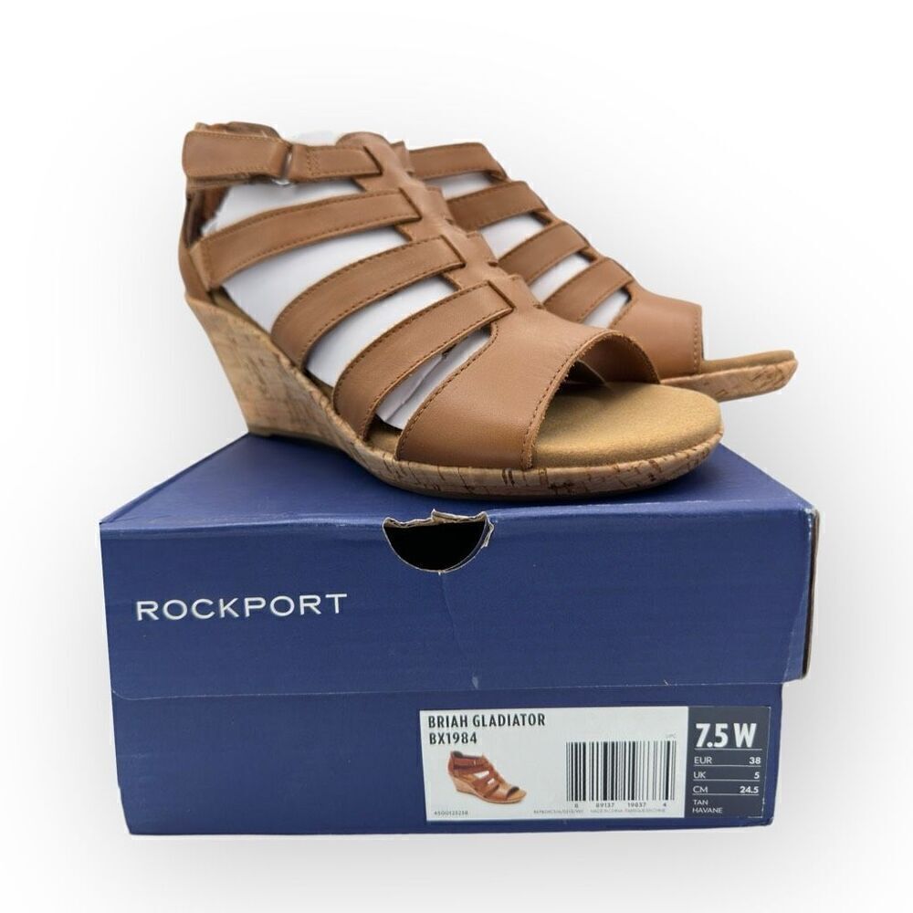 NWT Rockport Womens Briah Gladiator Wedge Sandal Tan Size 7.5